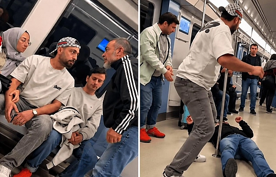 Eşinin yanında küfreden adamı yere serdi