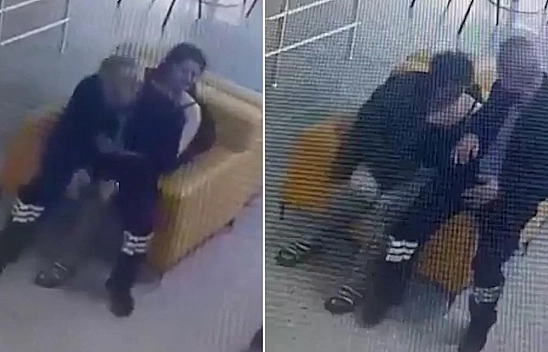 Hastanede yüz kızartan görüntüler: Önce öpücük, sonra yumruk