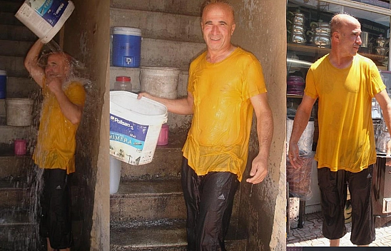 Hava sıcaklığının 40 dereceye yaklaştığı Elazığ'da vatandaşlar böyle serinledi