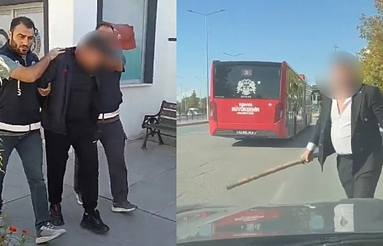 Konya'da trafikte sopayla saldırıya rekor ceza