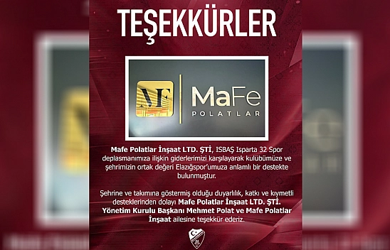 Mafe Polatlar İnşaat'tan Elazığspor'a Anlamlı Destek