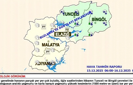 Meteorolojiden Elazığ ve çevresi için yağış uyarısı