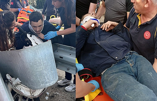 Motosiklet Bariyerlere Ok Gibi Saplandı