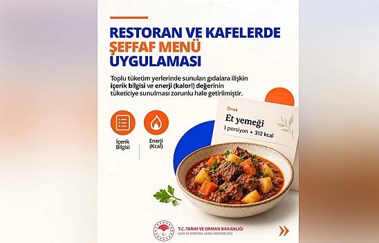Restoran ve kafelerde şeffaf menü uygulaması