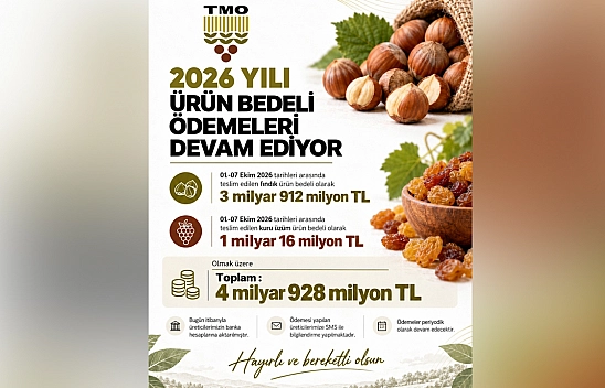 TMO'dan üreticilere 4 milyar 928 milyon TL'lik ödeme