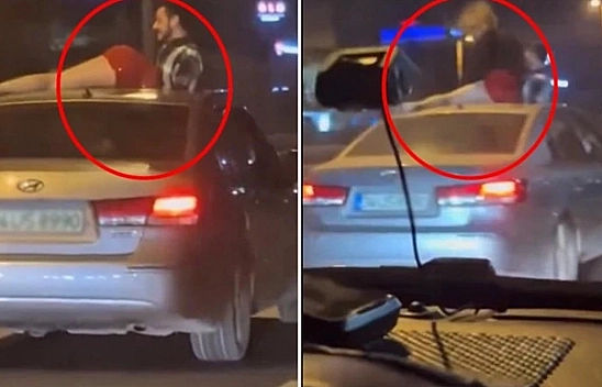 Trafikte görenleri şaşkına çeviren twerk görüntüsü