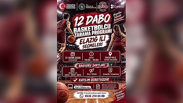 12 Dabo basketbolcu tarama programı Elazığ il seçmeleri 31 Ekim'de yapılacak
