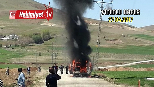 MİNİBÜS ALEV ALEV YANDI
