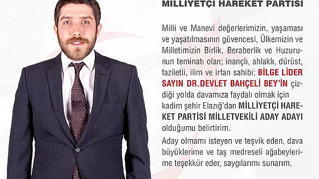 ELAZIĞ'DA MHP'NİN İLK ADAY ADAYI ÇİÇEK OLDU