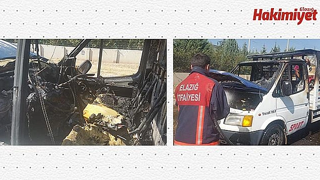 YANAN KAMYONET, KULLANILAMAZ HALE GELDİ