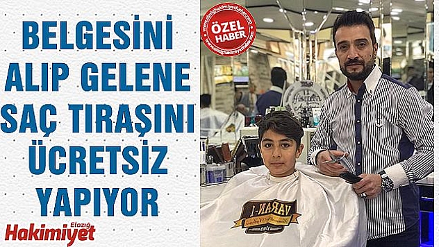 Belgesiyle Gelen Öğrencileri Ücretsiz Tıraş Ediyor