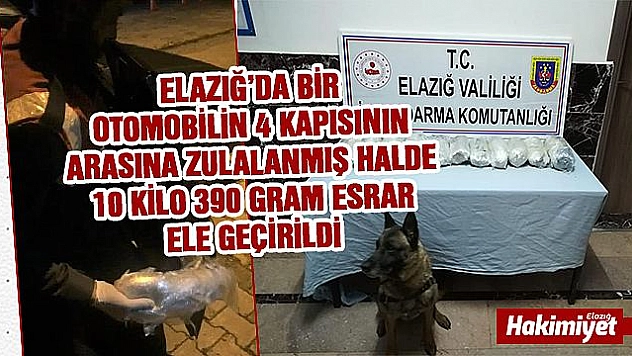Kapı arasında, 10 kilo esrar ele geçirildi