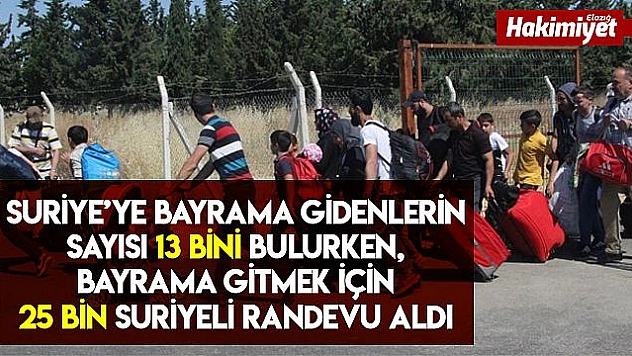 Bayrama giden Suriyelilerin sayısı 13 bine ulaştı
