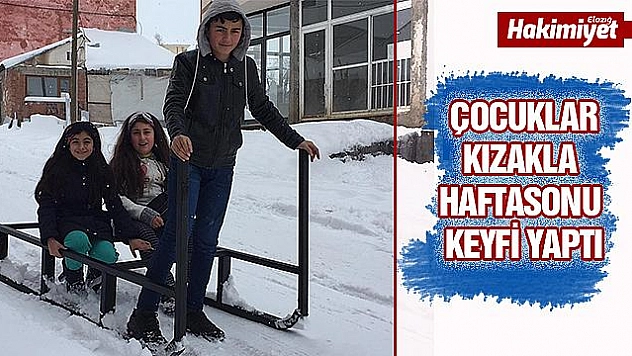 Çocuklar, karda kızakla eğlendi