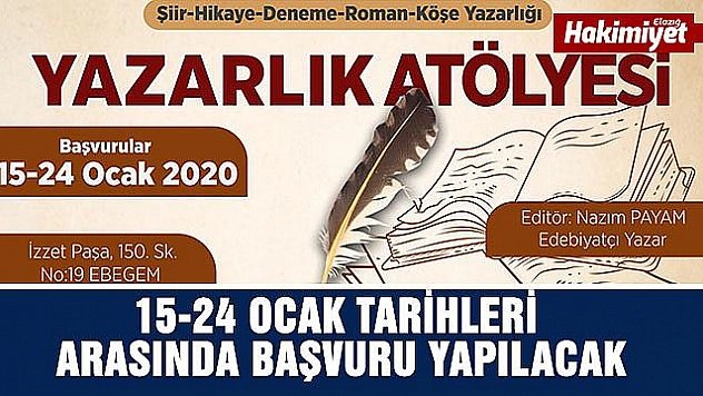 ELAZIĞ BELEDİYESİ YAZARLIK ATÖLYESİ AÇIYOR