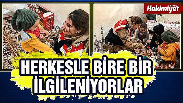 Jandarmanın kadın personelleri, depremzede çocukları yalnız bırakmıyor