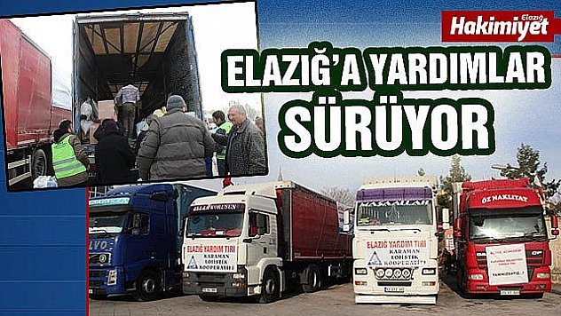 Karaman'dan Elazığ ve Malatya'ya 4 tır dolusu yardım  
