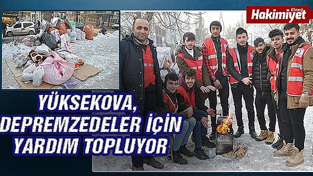   Soğuk havada depremzedeler için yardım topluyorlar   