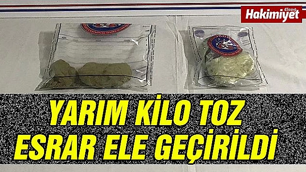 Elazığ'da 1 şüpheli yarım kilo toz esrarla yakalandı