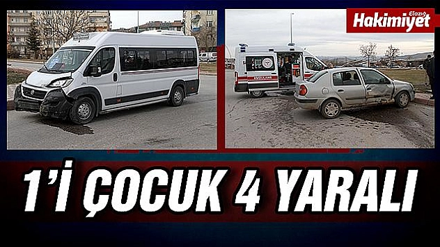  Minibüs ile otomobil çarpıştı