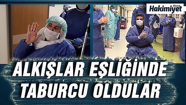 Elazığ'da 'korona virüsü' yenen 14 kişi alkışlarla taburcu oldu