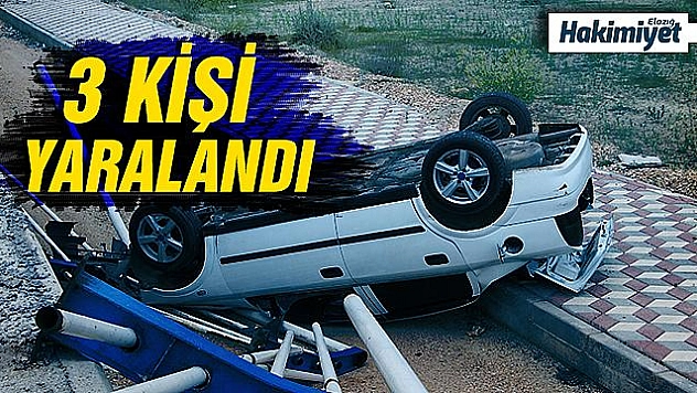 Kaza yapan otomobil üst geçitten düştü