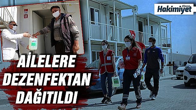 Konteyner kentte yaşayan ailelere, dezenfektan dağıtıldı