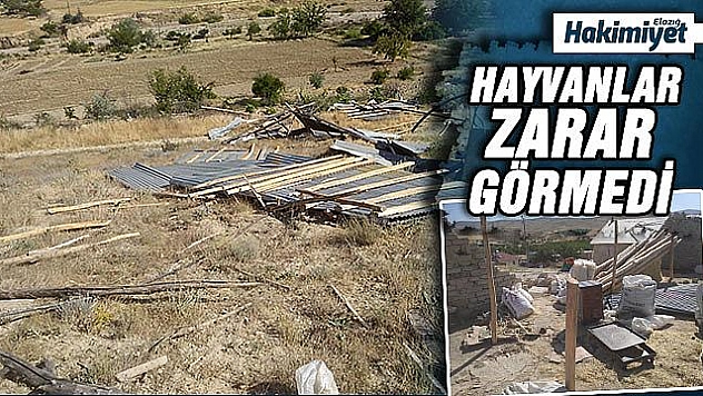 Elazığ'da hortum ahır ve samanlığın çatısını uçurdu  