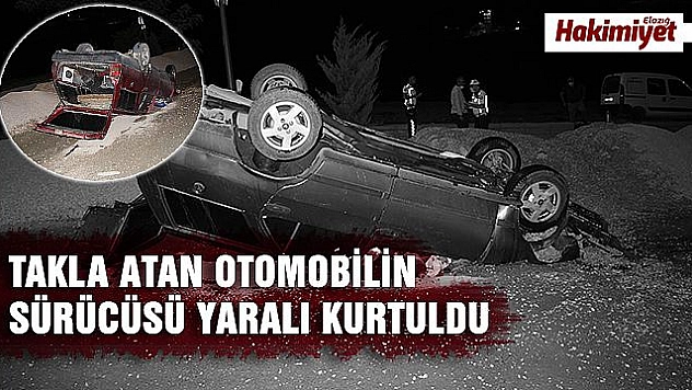 Refüje çarpan otomobil takla attı