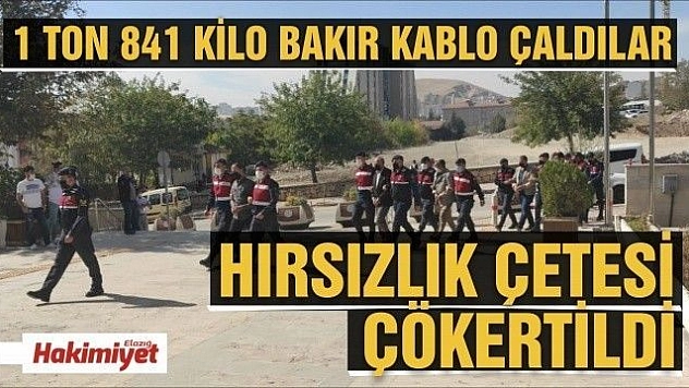 Elazığ'da 1 ton 841 kilo bakır kablo çalan 9 kişilik hırsızlık çetesi çökertildİ