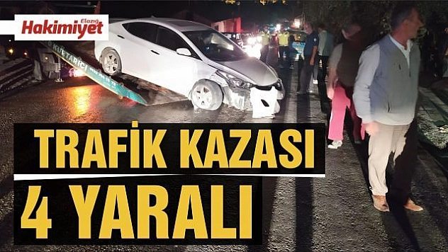 Otomobil direğe çarptı: 4 yaralı