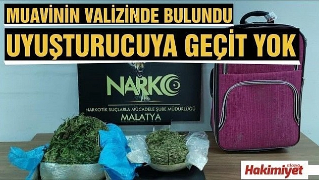 Yolcu otobüsü muavininin valizinde esrar ele geçirildi