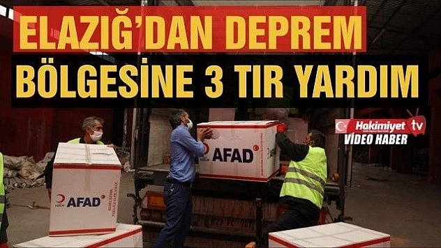 Deprem bölgesi Elazığ'dan İzmir'e 3 tır yardım daha