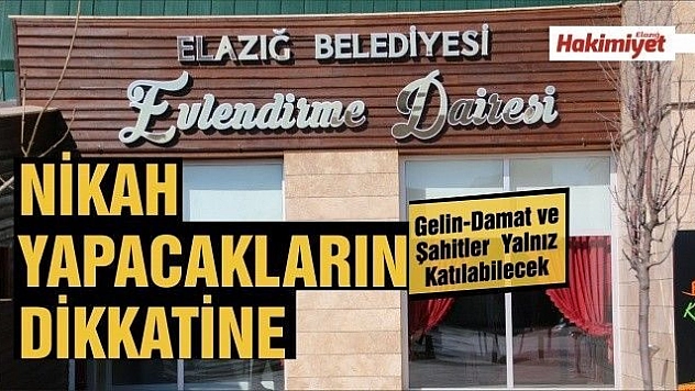 Elazığ Belediyesi'nden Duyuru: Nikah Yapacakların Dikkatine!
