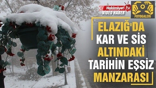 Elazığ'da kar ve sis altındaki tarihin eşsiz manzarası