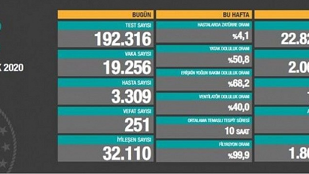 Son 24 saatte korona virüsten 251 kişi hayatını kaybetti