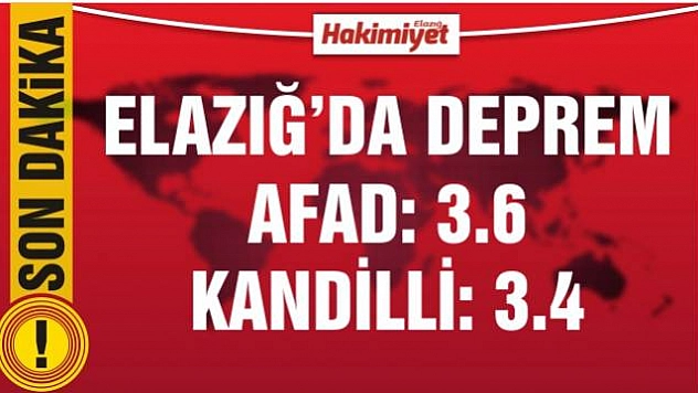 Elazığ'da 3.4 şiddetinde deprem