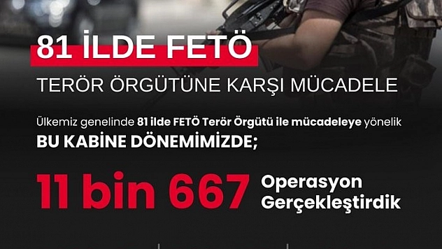 Bakan Yerlikaya: 'Bu kabine dönemimizde FETÖ'ye yönelik 11 bin 667 operasyon gerçekleştirdik'