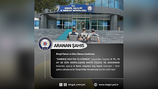 Bingöl'de 8 yıl kesinleşmiş hapis cezası bulunan zanlı yakalandı