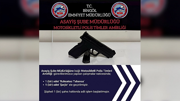 Bingöl'de ruhsatsız tabanca ele geçirildi