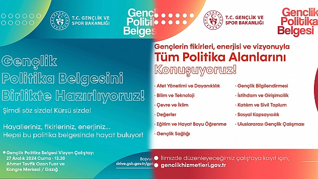 Büyük Gençlik Çalıştayı'nda adres Elazığ