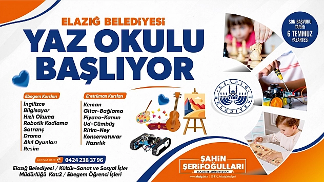 Elazığ Belediyesi yaz okulu için kayıtlar devam ediyor