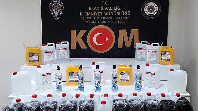 Elazığ'da 190 litre etil alkol ele geçirildi