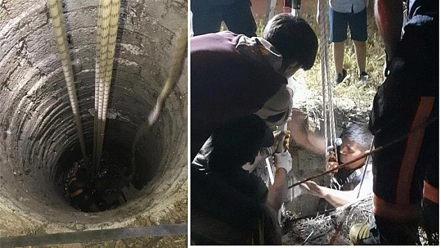 Elazığ'da 20 metrelik kuyuya düşen koyun kurtarıldı