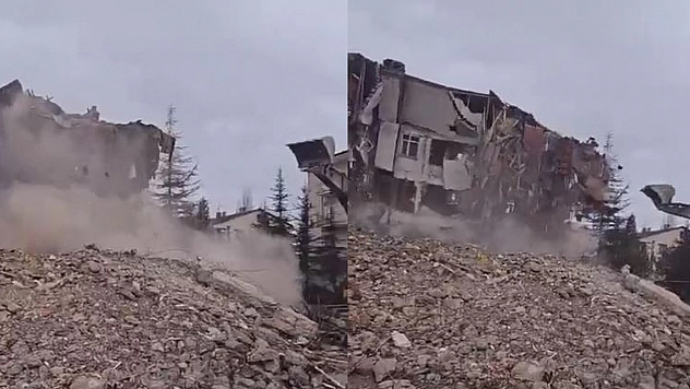 Elazığ'da 4 Katlı Bina Bakın Nasıl Yıkıldı