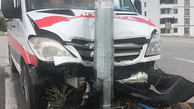 Elazığ'da Ambulans Aydınlatma Direğine Çarptı