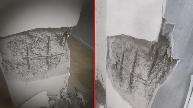 Elazığ'da Apartmanda tespit edilen kolon hasarı endişe yarattı