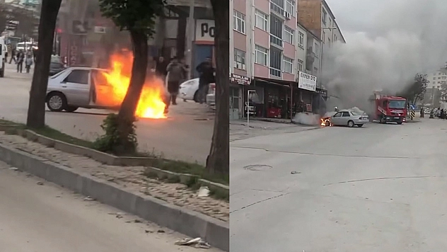 Elazığ'da araç alev aldı!