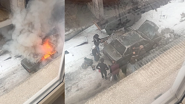 Elazığ'da araç alevlere teslim oldu