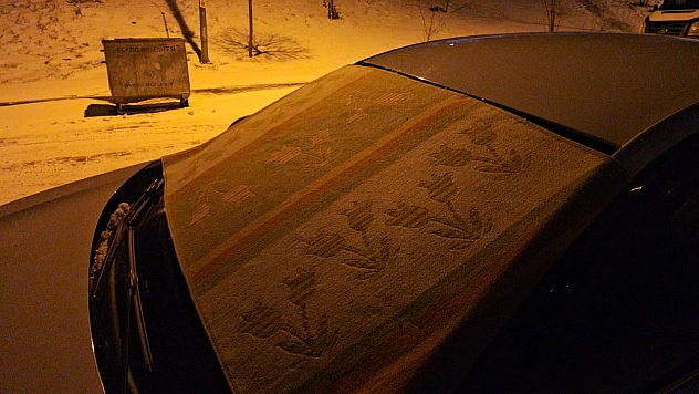 Elazığ'da araçlar dondurucu soğuğa kilimle korunuyor